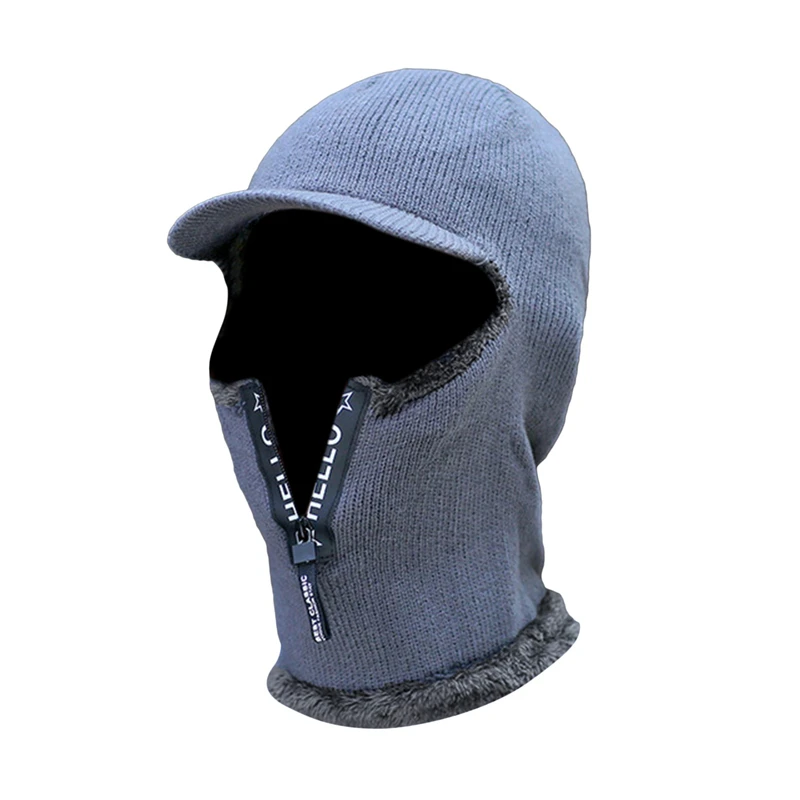 Herren Winter Warm Fleece Winter Warm Beanie Mütze Outdoor Hals Ohr Integrierte Mütze Verdickt Radfahren Strickmütze Schal Winddicht – Detail 6