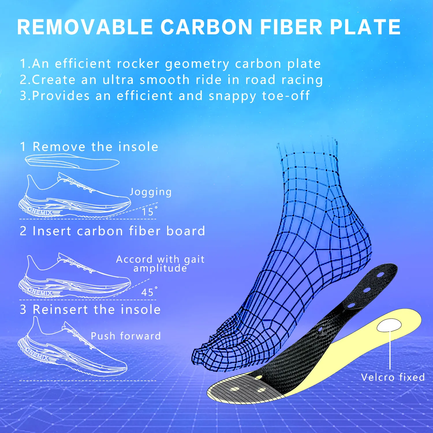 ONEMIX Men Marathon carbon Running Black Breathable Mesh Sneakers Luxury Brand Wear-resistant Outdoor Walking Sport Plate Shoes