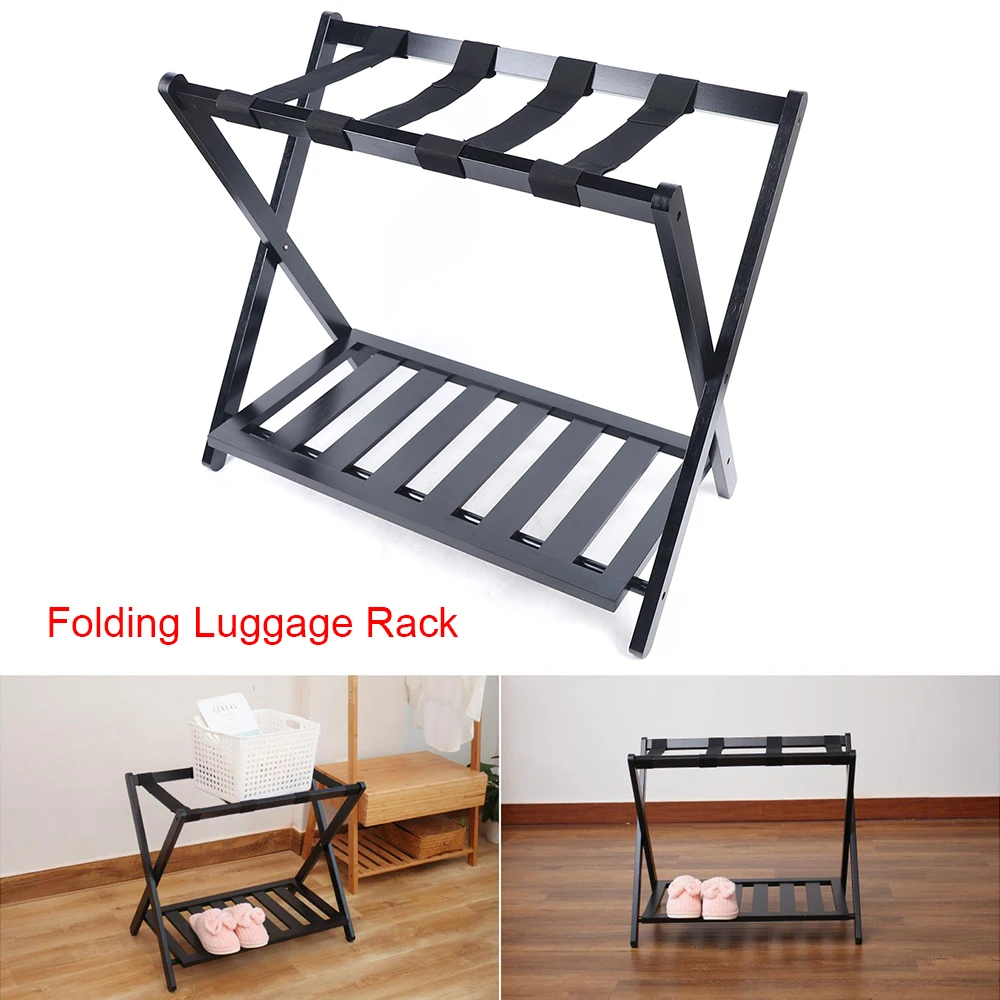 

Folding Lage Rack Shoe Shelf Bamboo Stand Travel Suitcase Bag Storage Holder