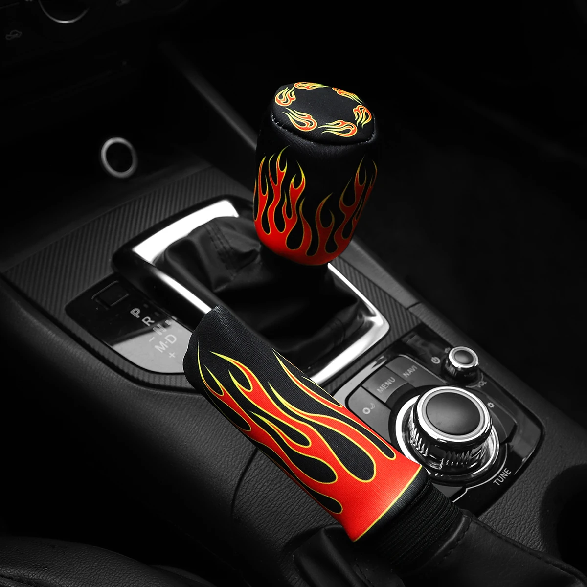 2 sets of flame fabric breathable waterproof car handbrake cover handle set manual gear automotive supplies hand brake cover,car interior accessories
