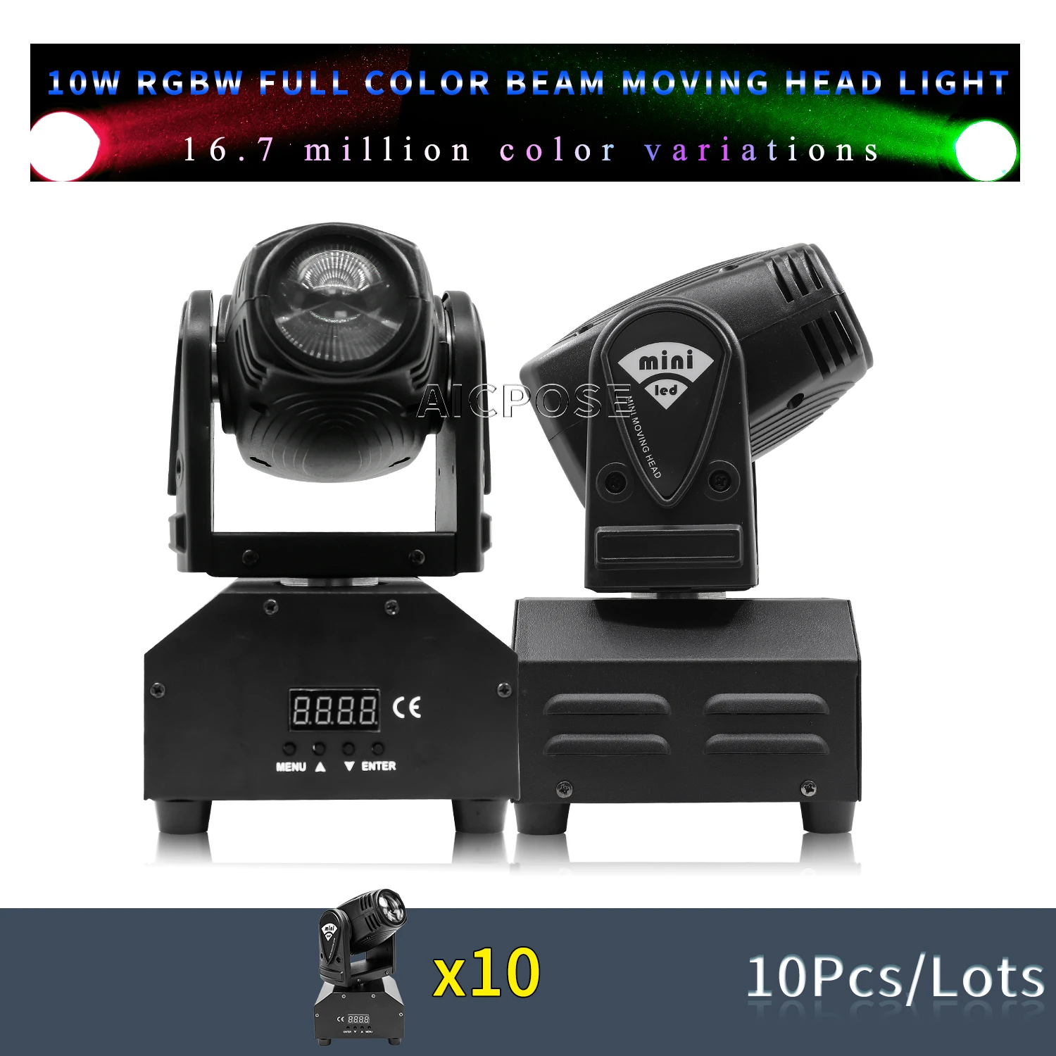 10 Pz/Lotto Mini Beam Moving Head Light 10W Rgbw 4 In 1 Led Stage Light Dmx512 Control Led Spotlight Dj Disco Equipment Lighting