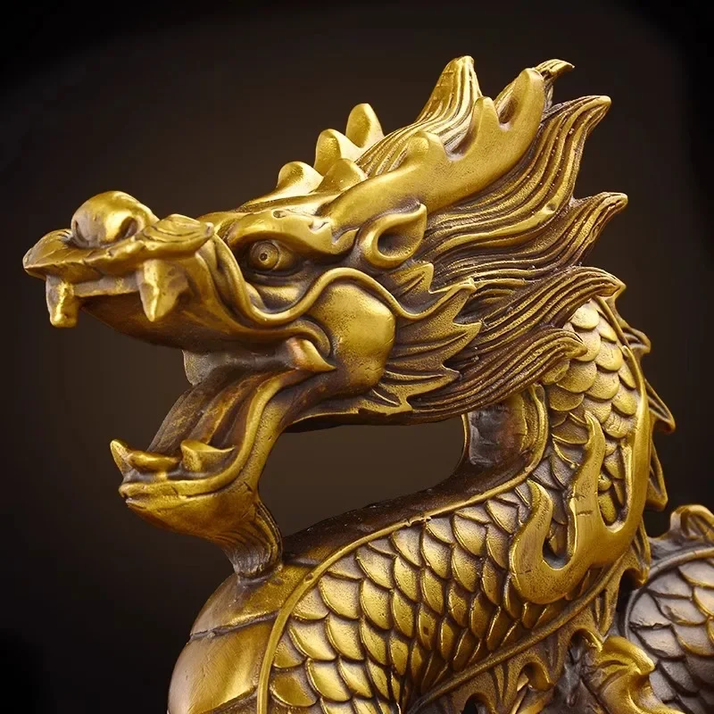Copper Dragon Shaped Sculpture Decorative, Animal dragon, Home Living Room Office TV Cabinets Art Decorations, Brass Crafts, 1Pc