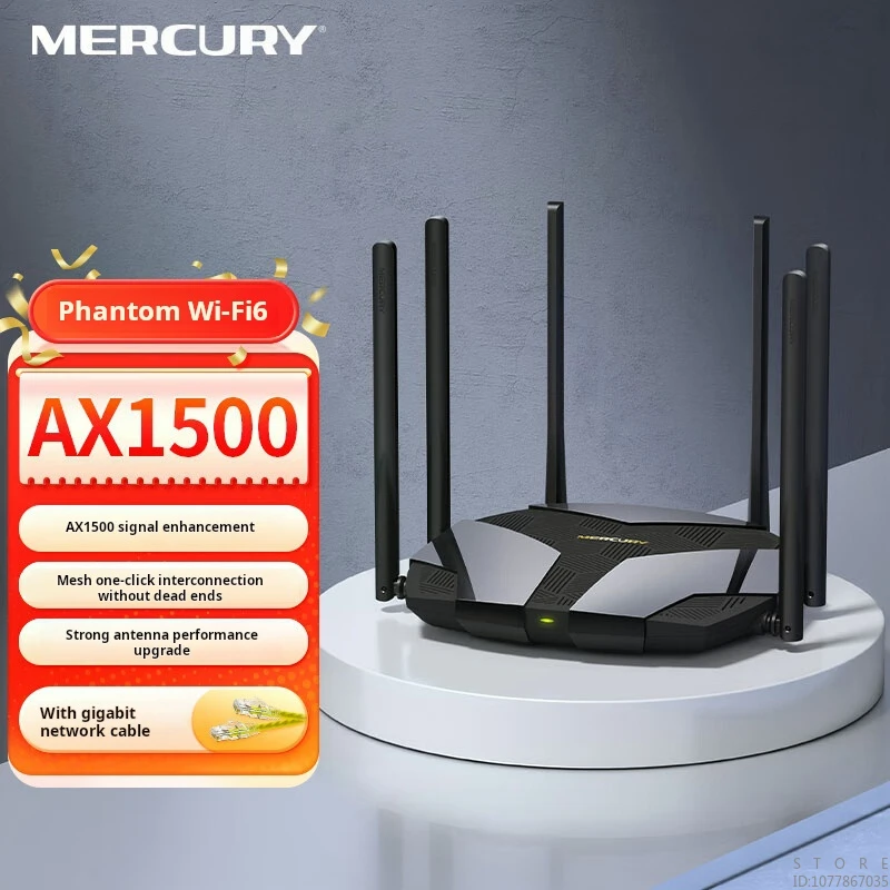 

MERCURY AX1500 WiFi6 Dual Gigabit Wireless Router 5G Dual Band High Speed WiFi Whole House Coverage Signal Enhancement X156G