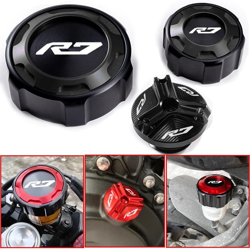 

For YAMAHA YZF R7 YZFR7 yzf R 7 2021-2023 Motorcycle front and rear brake fluid caps and oil filler cap protection accessories