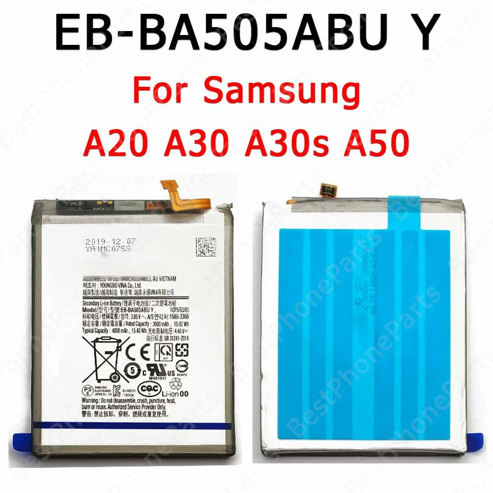 ForSamsungGalaxyA20A30A30sA50Battery4000mAhReplacementLiion