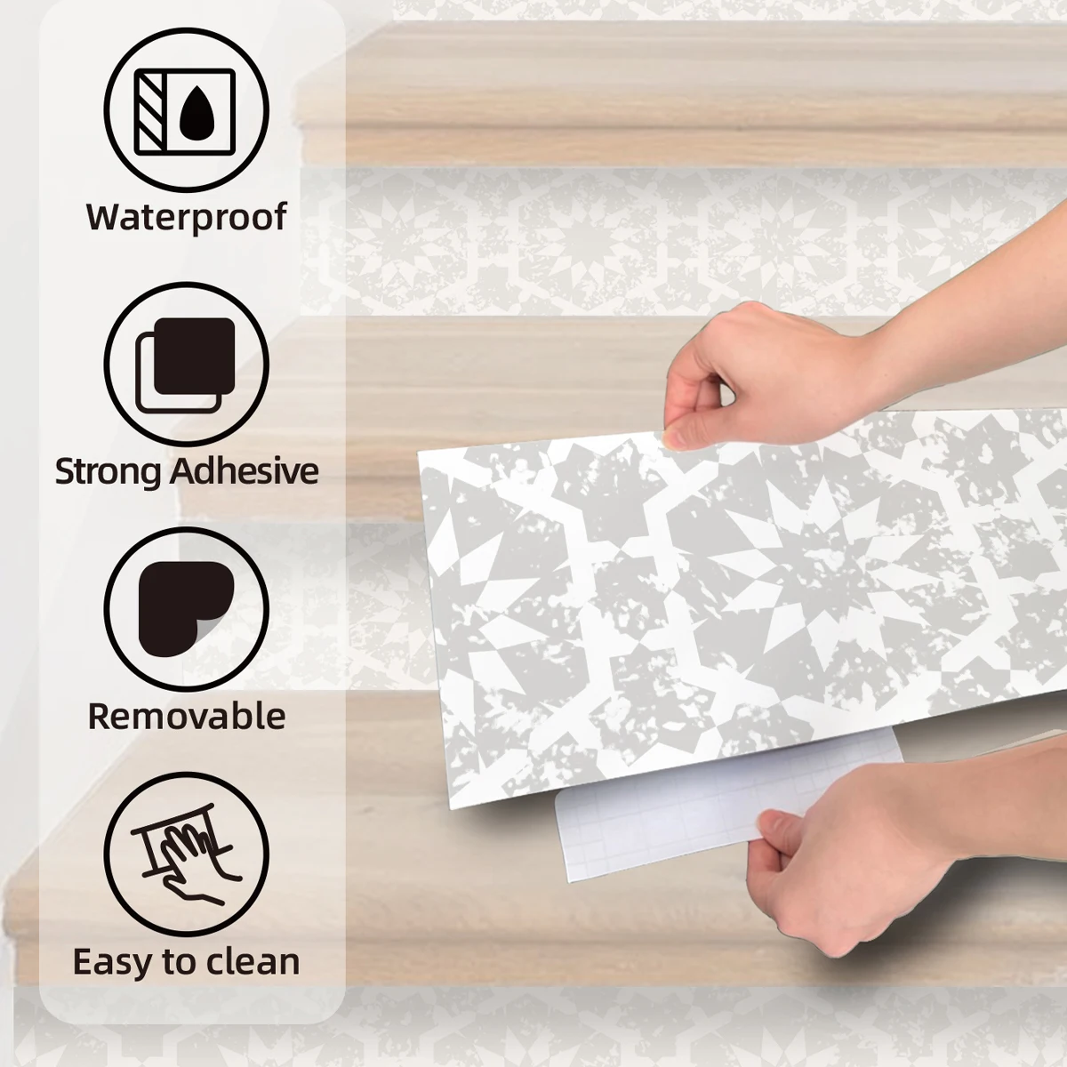 Bohemian Printed Home Decoration Self-Adhesive Waterproof Stair Sticker Self-Adhesive Moisture Resistant Paper 1 Roll