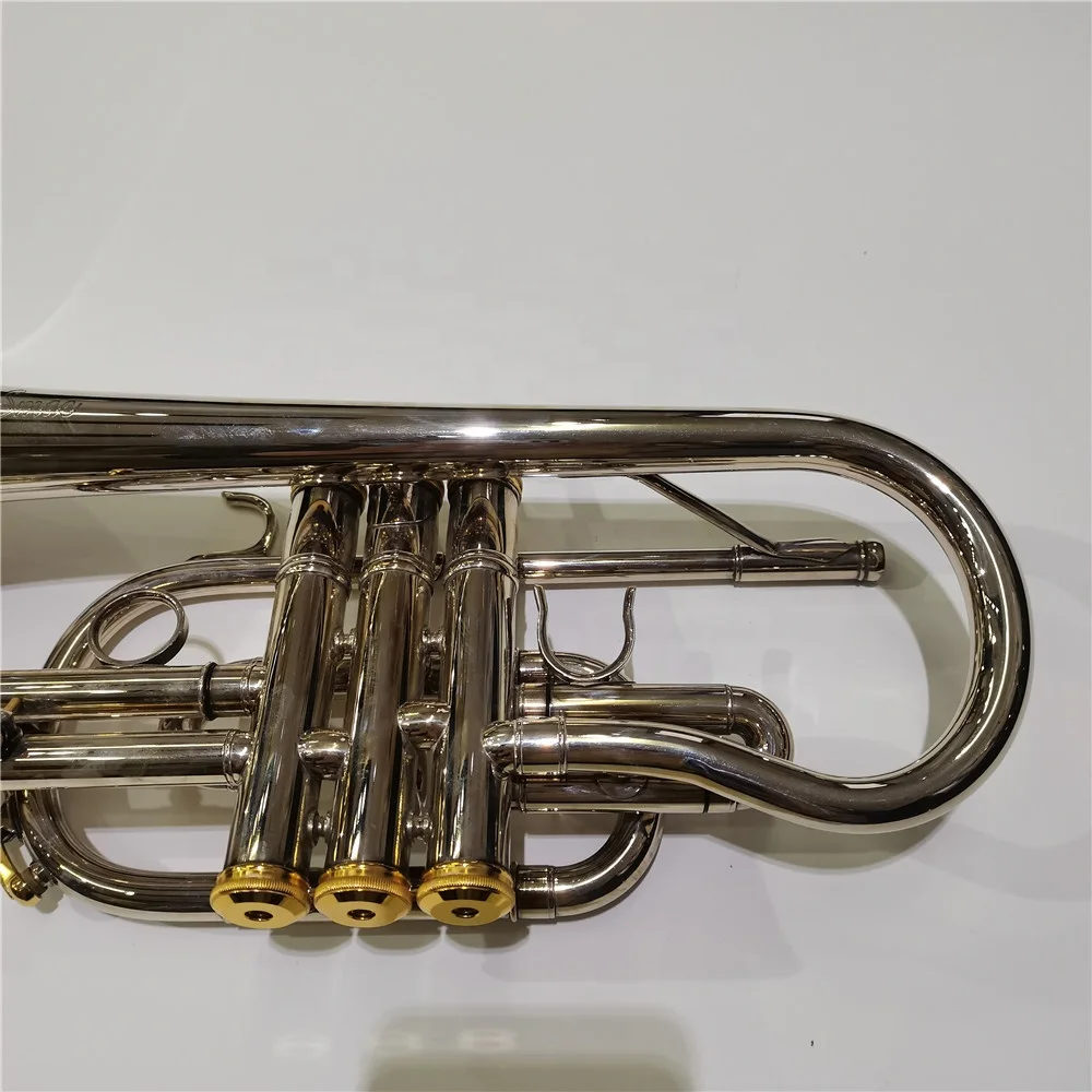 Bb key silver plated professional cornet brass instruments