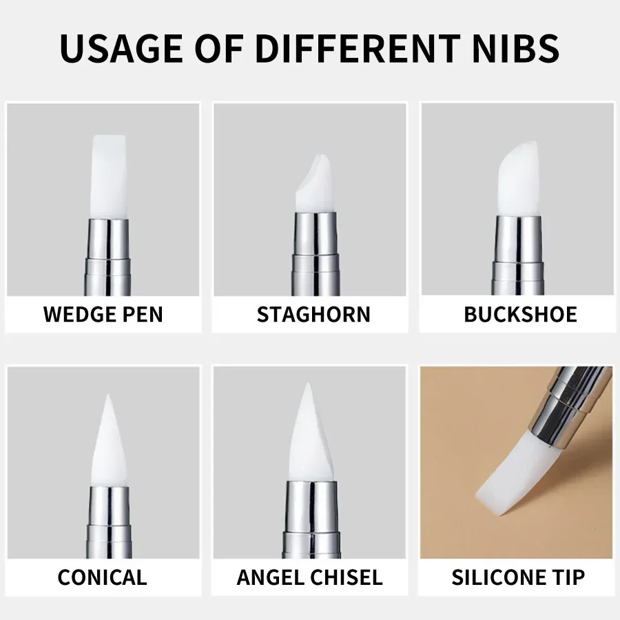 Dual-ended Silicone Nail Art Carving Pen Nail Art Brush Carving Mirror Glitter Powder Dotting Painting Nail Pen Manicure Tools 6
