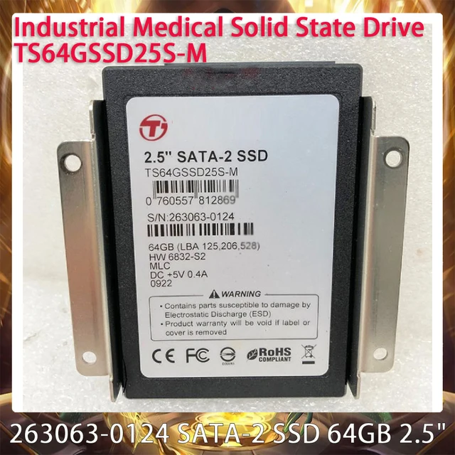 TS64GSSD25S-M для передачи данных 263063 -0124 SATA-2 SSD 64 ГБ 2,5 дюйма Промышленный медицинский твердотельный накопитель 1
