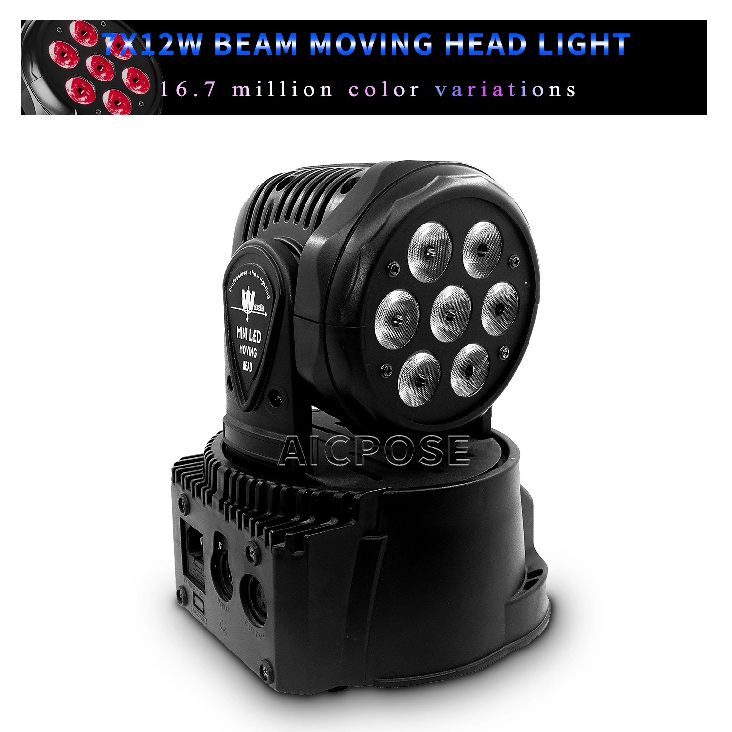 Proiettore LED Moving Head 7x12W RGBW | DMX512 | Pan 540° Tilt 270° | Per DJ, Bar, Feste, Matrimoni - Foto 5