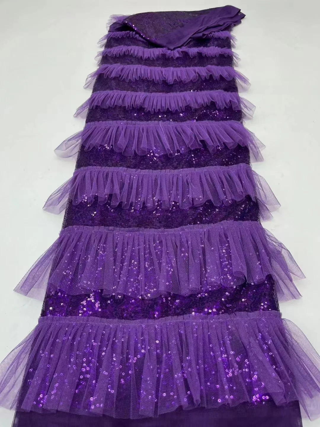 

High Quality African Lace Fabric 2024 French Net Sequins Fabric Sewing Embroidered Lace In Tulle Nigerian Lace Fabric 5 Yards