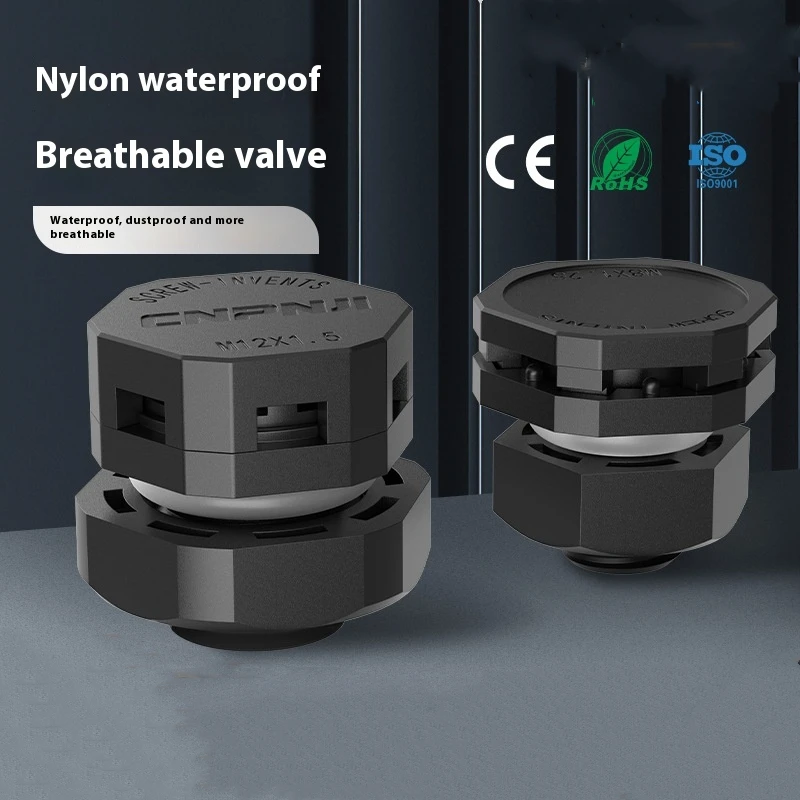 10 Pcs M8 Nylon Waterproof Breathable Valve Spiral Outdoor Lamp LED Lighting Respirator IP68 Plastic Pressure Relief Valve M12