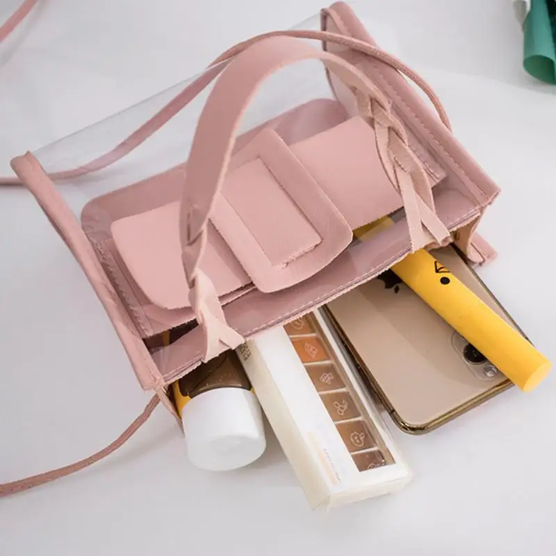 Transparent Messenger Bags for Women Clear Pvc Small Shoulder Bag Female Chain Crossbody Handbag