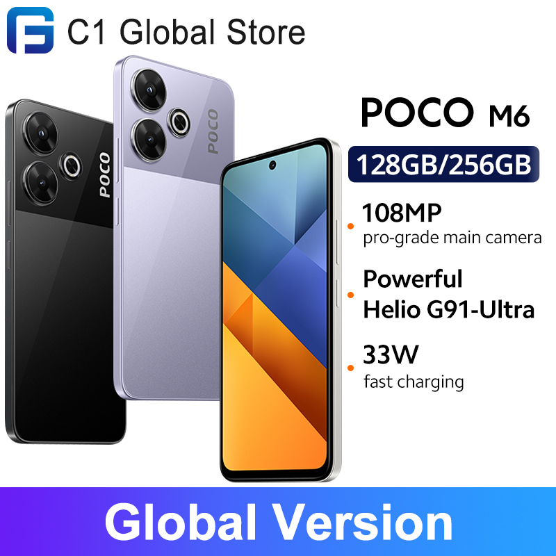 POCO M6 Global Version Smartphone 128GB / 256GB MediaTek Helio G91 Ultra 6.79'' 90Hz Display 33W Fast Charging 5030mAh 108MP NFC