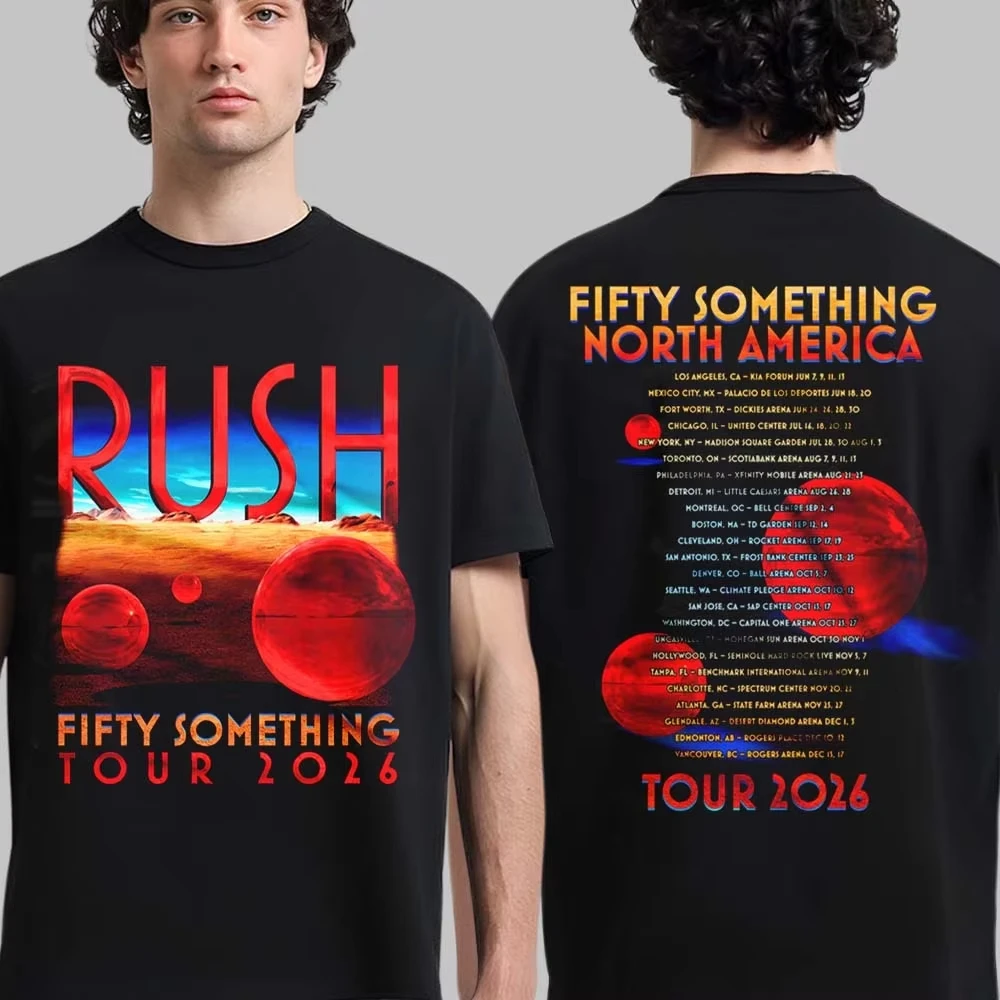Rush Band Fifty Something Tour 2026 Merch Rush Stage T-Shirt 100 % Baumwolle Kleidung Unisex Herren Damen T-Shirts Y2k Casual Fan Tee