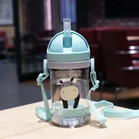 Kids Drinking Cup with Straw - Gravity Ball & Wide Caliber Feeding Bottle 350ml