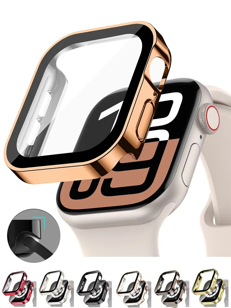 Tempered Glass Cover For Apple Watch 10 Case 46mm 42mm 45mm 41-44-40mm Screen Protector Serie 7 8 9 SE 5 Apple Watch Accessories