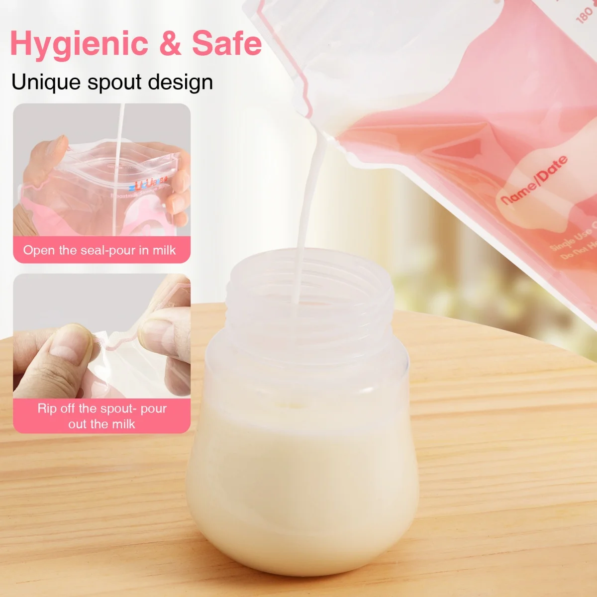 ZUCUBEBE Breast Milk Storage Bag, 8-Ounce Breast Milk Storage Bag, BPA-Free，Double Zipper，Heat-Sealing Sides，Easy-Write Label 3
