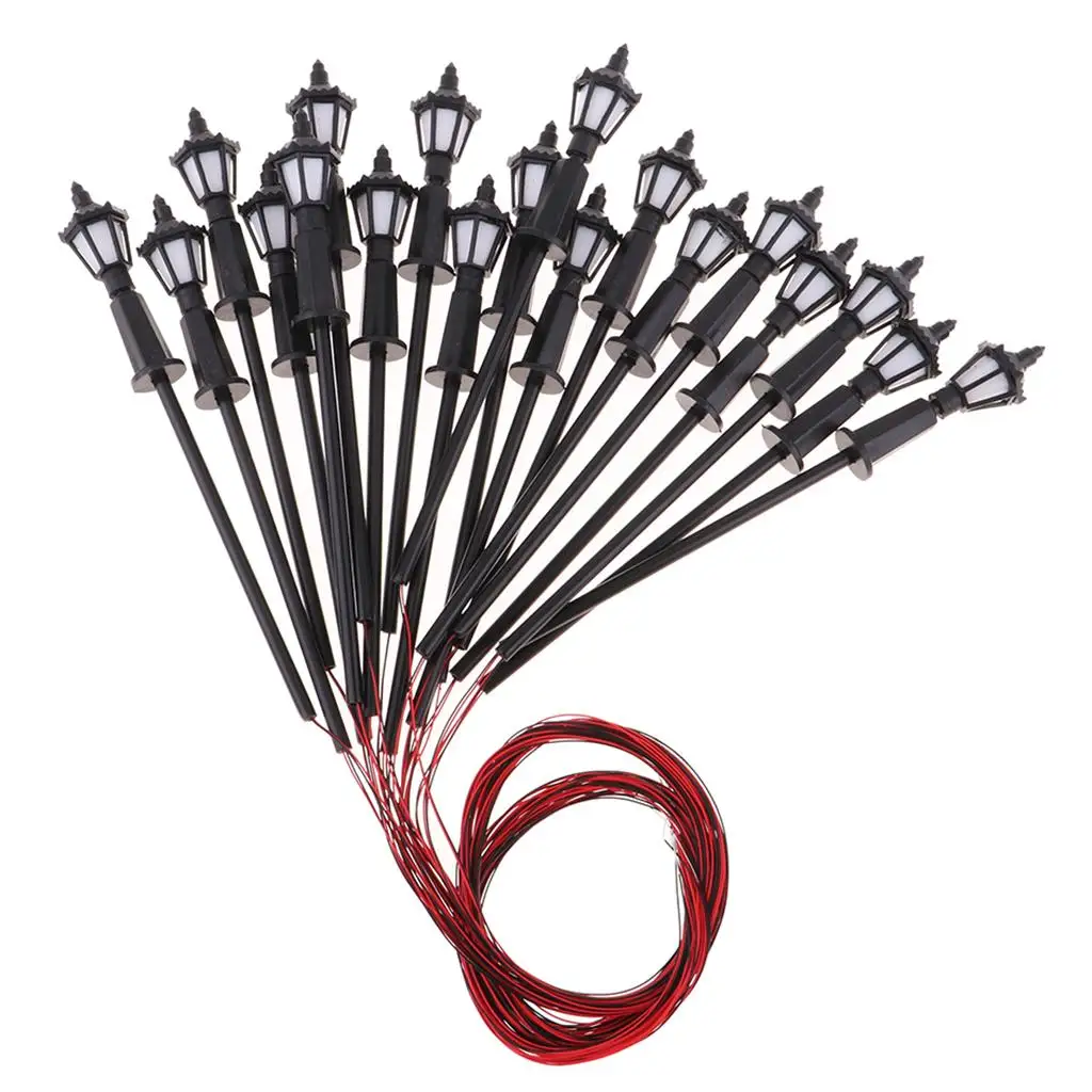 미니어처 모델 가로등, HO OO 체중계 LED, 따뜻한 흰색, 1:75, 20 개