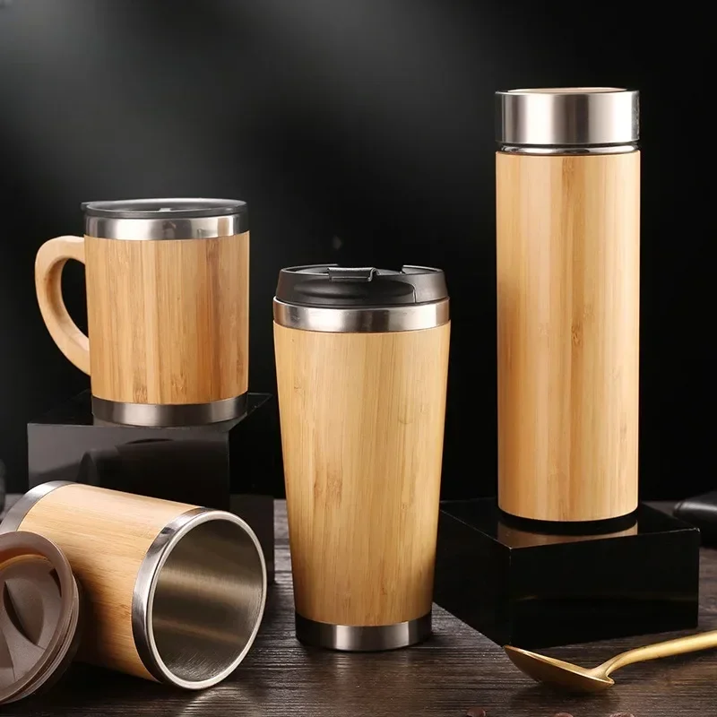 Bamboo Stainless Steel Vacuum Flask 1