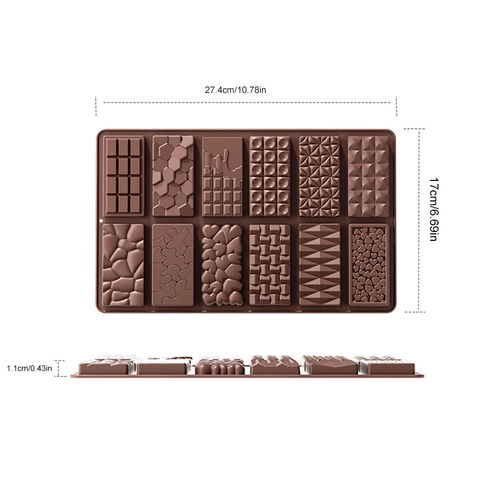 12 Hole Silicone Biscuit Baking Mould DIY Cake Baking Mould Non-Stick Chocolate Biscuit Household Tools