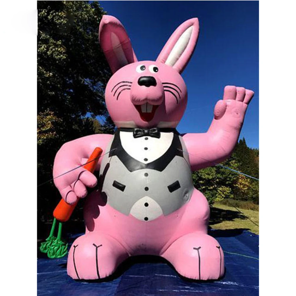 Free shipping roof top promotional giant inflatable Easter Bunny rabbit model with carrot for outdoor decoration