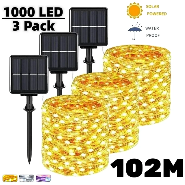 102m/52m/32m/22m/12m/7m solaire LED fée chaîne lumière extérieure feston lampe jardin fée lumière fête de noël lampe solaire décor 1