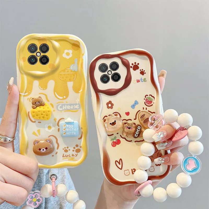 

3D Fashion Luxury Adorable Doll Cartoon Soft Silicon Phone Case On For Huawei Nova 8 Nova8 Se Wristband Back Cover