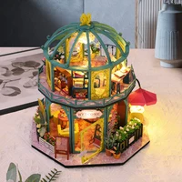 DIY Wooden Doll Houses Romantic Coffee Store Casa Miniature Building Kits with Furniture Led Lights Dollhouse for Adults Gifts 1