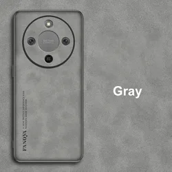 Luxury PU Leather Shockproof Phone Case - Full Protection Coque and Silicone Back Cover for Honor X70 (Gray)