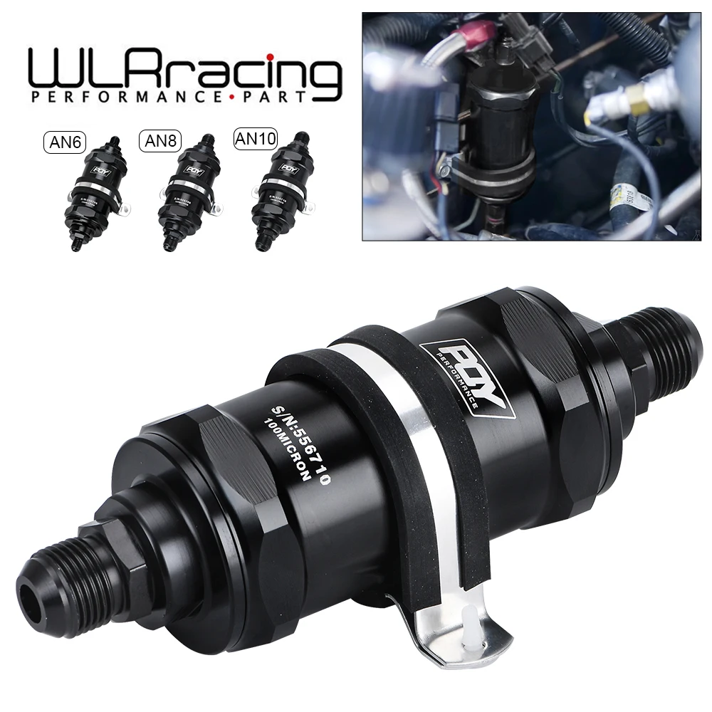 VR-BLACK AN6 / AN8 / AN10 motorcycle fuel filter Inline Fuel Filter E85 Ethanol With 100 Micron Stainless steel element and PQY sticker