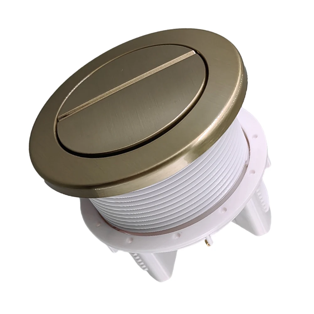 Description Picture 2 of itemBrushed Brass Gold Twin Hose Toilet Push Button Dual Flush Air Type Pneumatic Tank Accessory Switch Water Press Flush Button