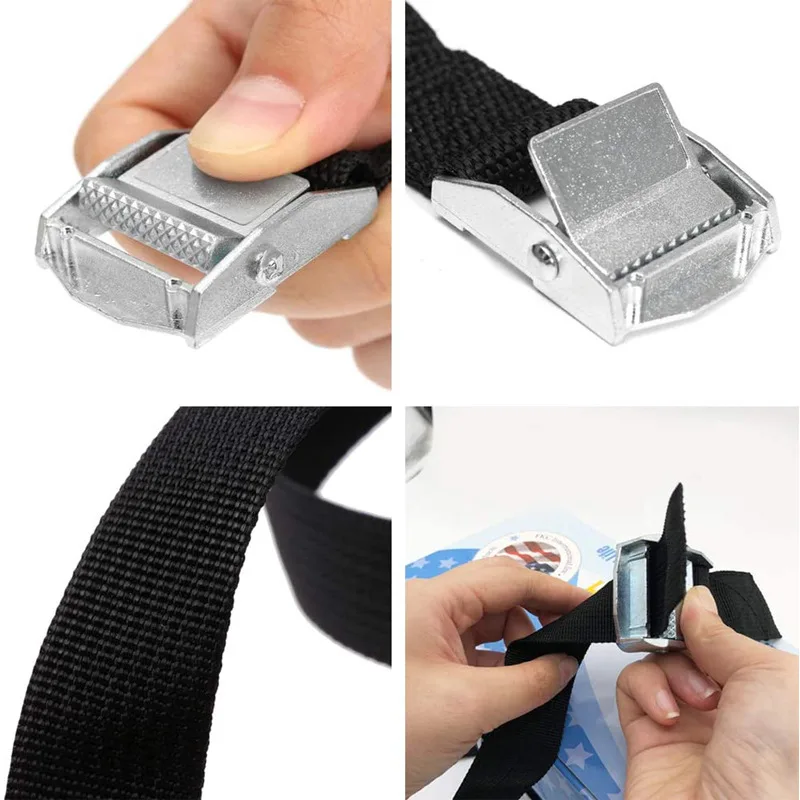 Cargo Straps With Buckle Tie-Down Belt for Motorcycle Car Bicycle Metal Tow Rope Strong Ratchet Fixing Belt for Luggage Bag 2M cargo straps