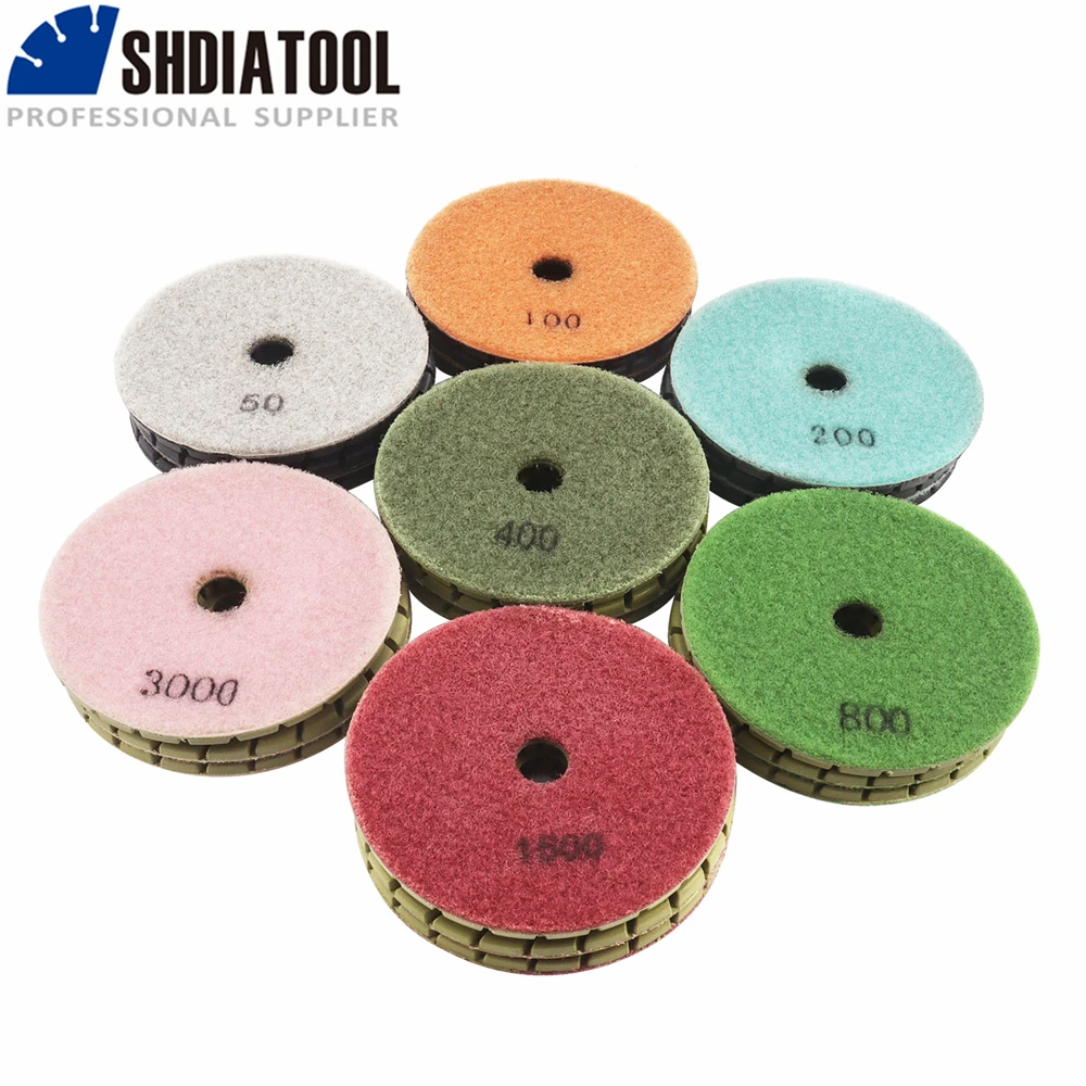 SHDIATOOL 8pcs 100mm Thick Resin Bond Diamond Concrete Floor Renew Polishing Pads Concrete Sanding Discs Repairing For Beton shdiatool 8pcs set m14 vacuum brazed diamond drill core bits 6 6 20 25 35mm finger chamfer bit hex adapter dry hole saw granite