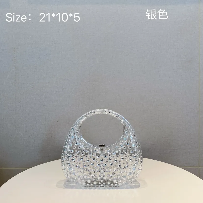 

2023 New and Refreshing Rhinestone Lock Goose Egg Bag Portable Dinner Bag