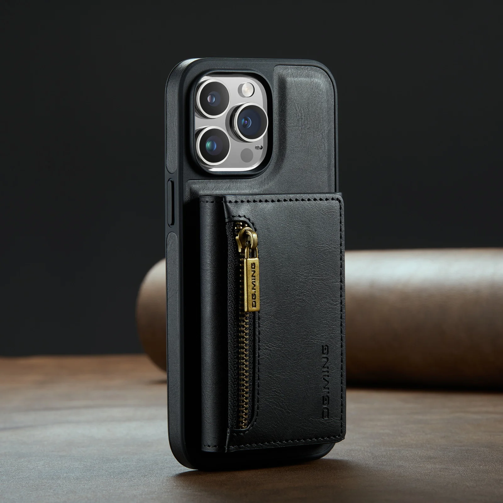 thumbnail image 1 of Funda de teléfono de cuero para iPhone 15, 14, 13, 12, 11 Pro Max, billetera de lujo, montaje en coche, carga inalámbrica supermagnética, 1 of 5
