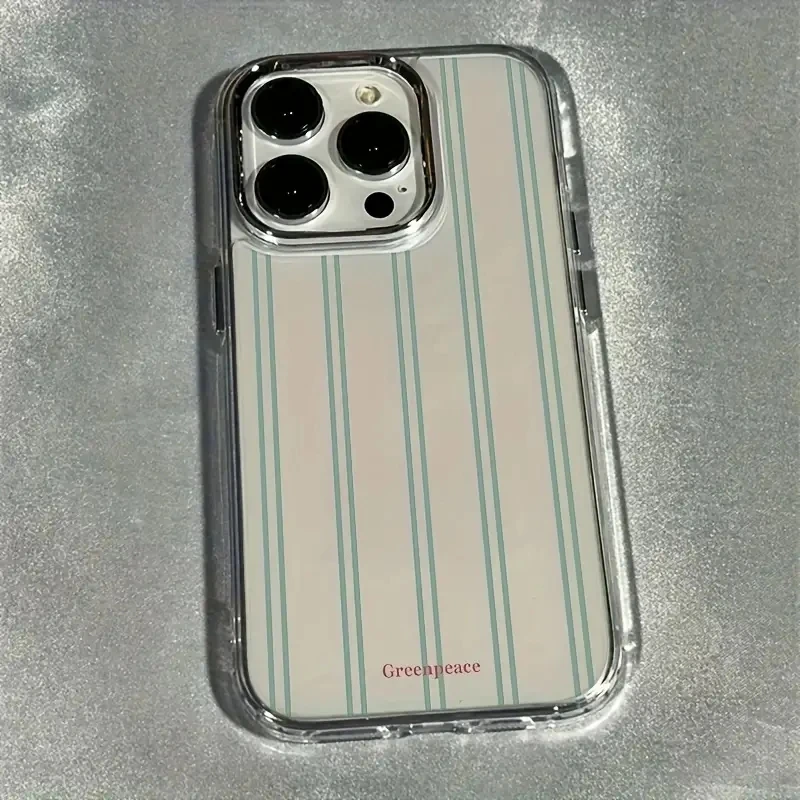 Vertical Green Stripes Clear Lens Frame Phone Case Cover