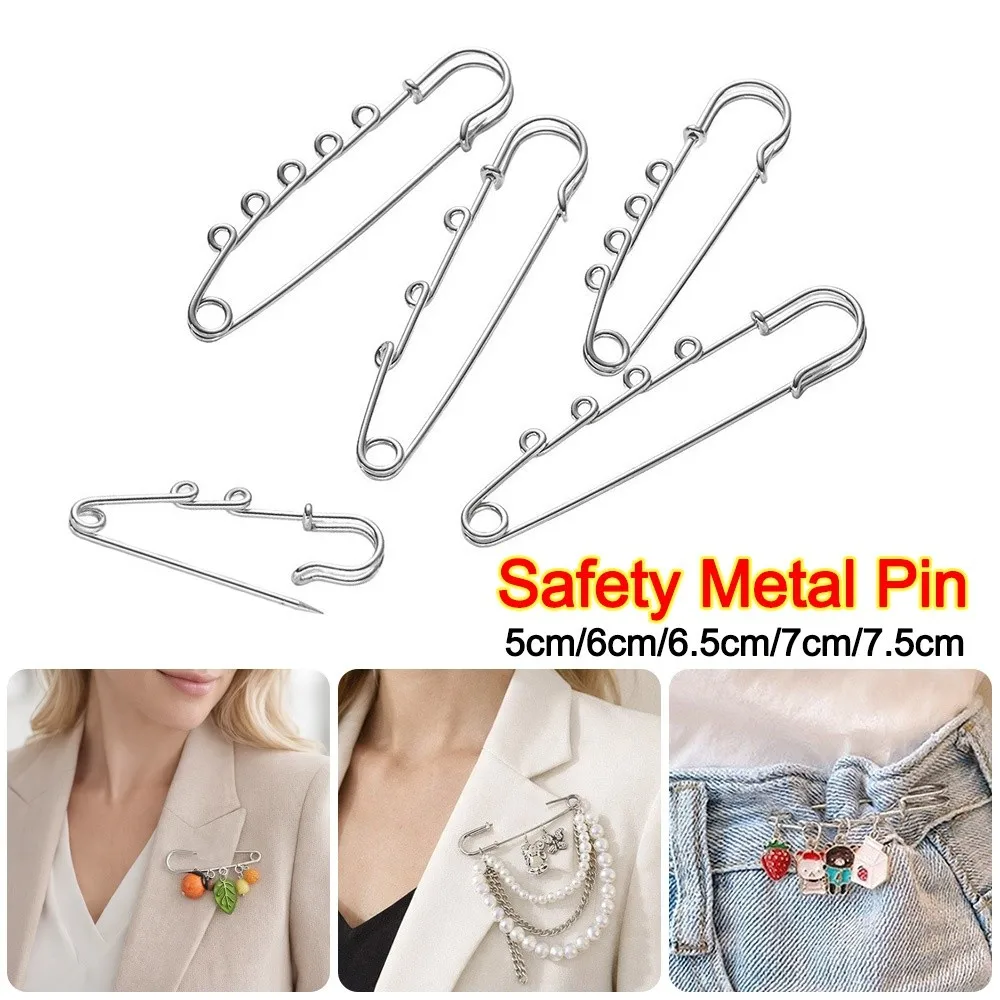 실버 안전 브로치 핀 멀티홀 커넥터 부자재 구멍 있는 브로치 DIY 참 브로치