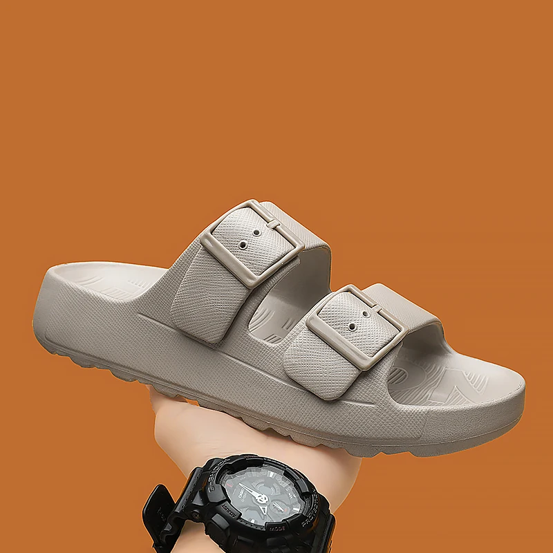 Fashion Slippers for Men Summer Shoes Soft Thick Bottom Beach Shoes Mens Casual EVA Sandals Open-toe Slip On