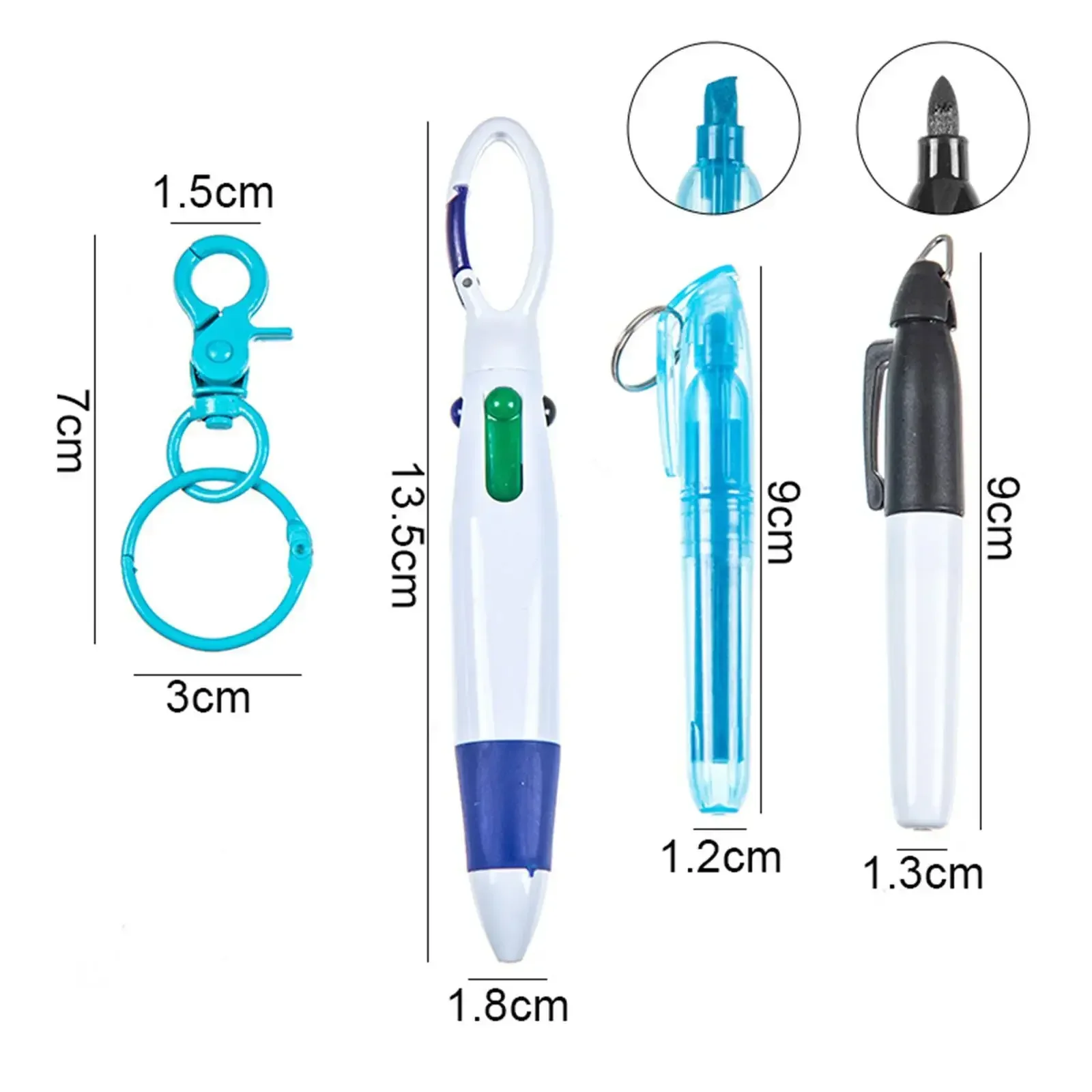 Set di penne a sfera a quattro colori Penna a sfera portatile con bottone a montagna Pennarello per scrtura liscia Portachiavi Confezione di penne per infermiere Clip per badge  21