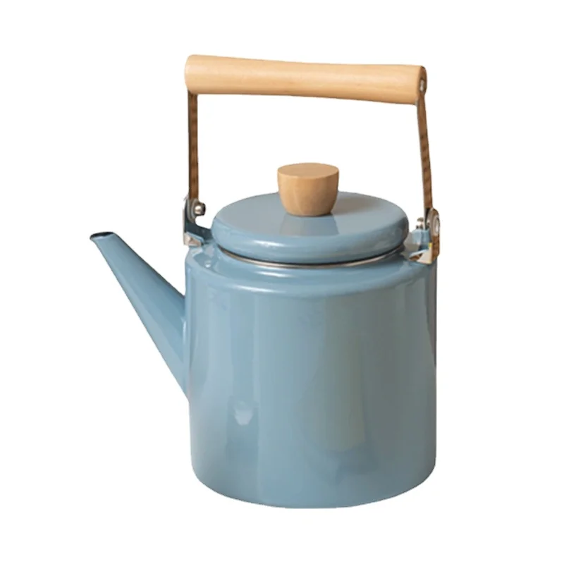 Japanese Style Enamel Water Kettle, Heat Resistant for Gas Stove and Electric Ceramic Stove, Retro Tea Pot for Boiling Water