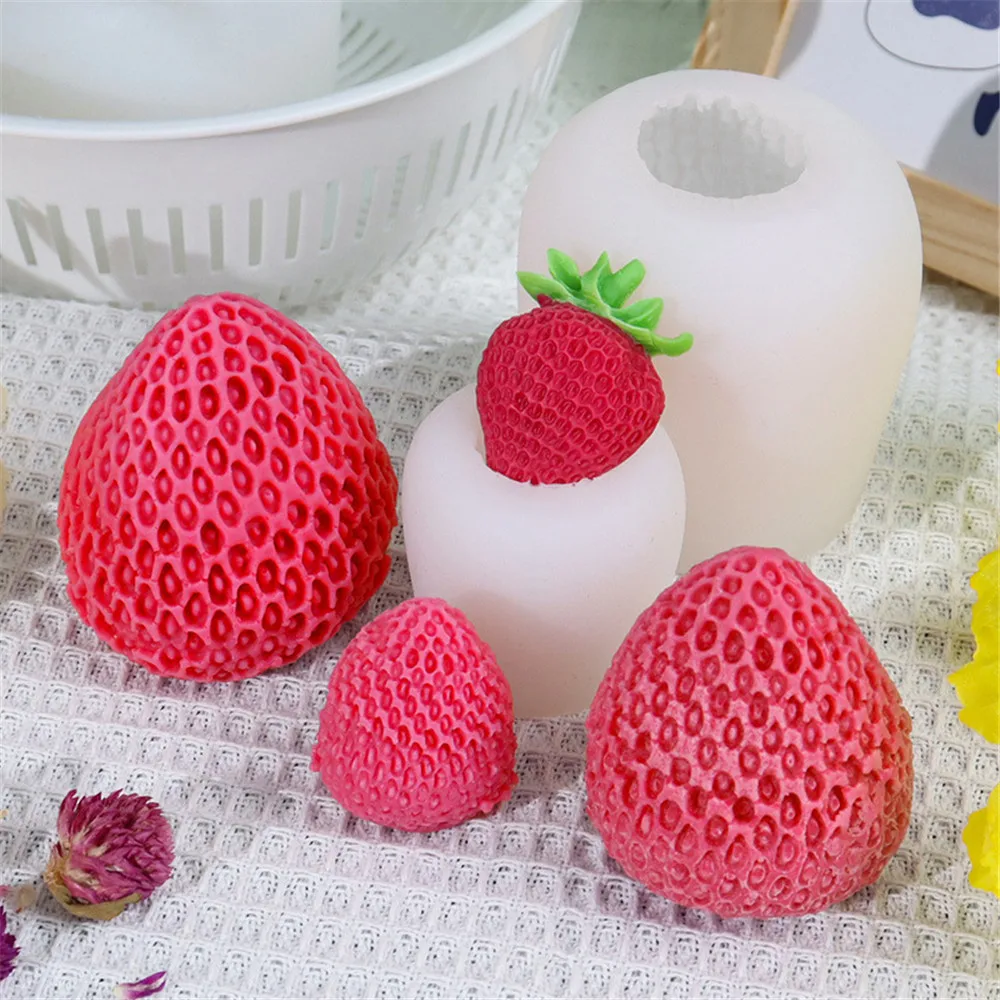수제 비누용 달콤한 딸기 실리콘 캔들 몰드, 송진 에폭시 석고, 초콜릿 파티 장식, DIY 몰드 선물, 왁스 만들기