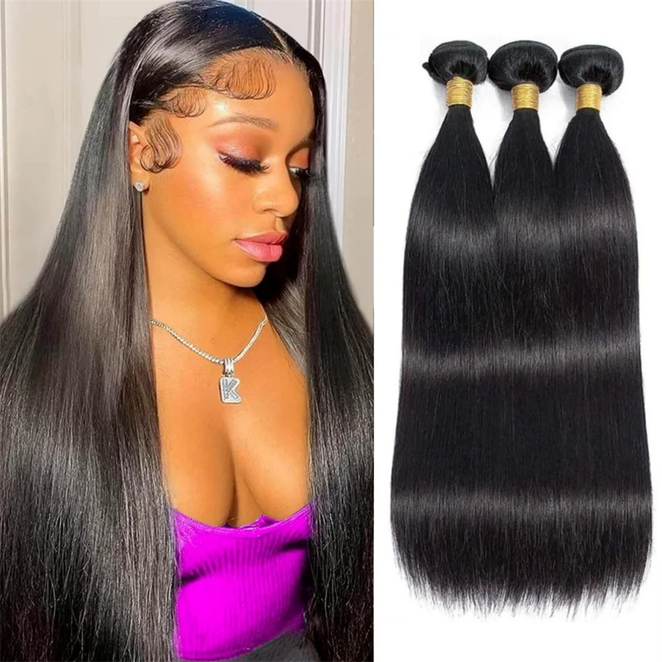 Straight Hair Bundles Brazilian Virgin Human Hair Bundles Straight 18-30 Inch 100% Unprocessed Virgin Weave