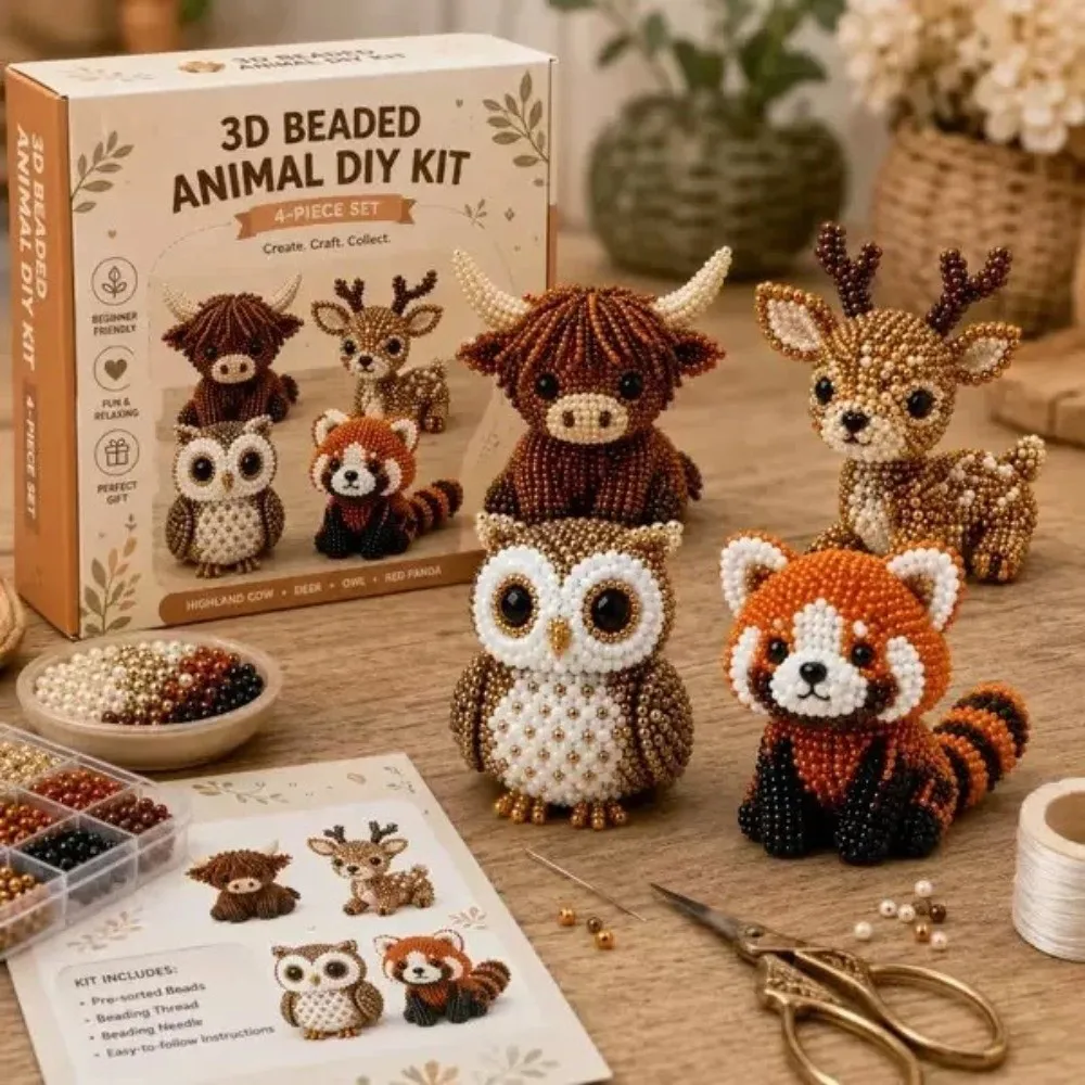 수제 DIY 동물 비즈 자수 키트 다채로운 미니 비즈워크 아트 공예 세트 교육용 작은 3D 비즈 애완동물 키체인 만들기 키트