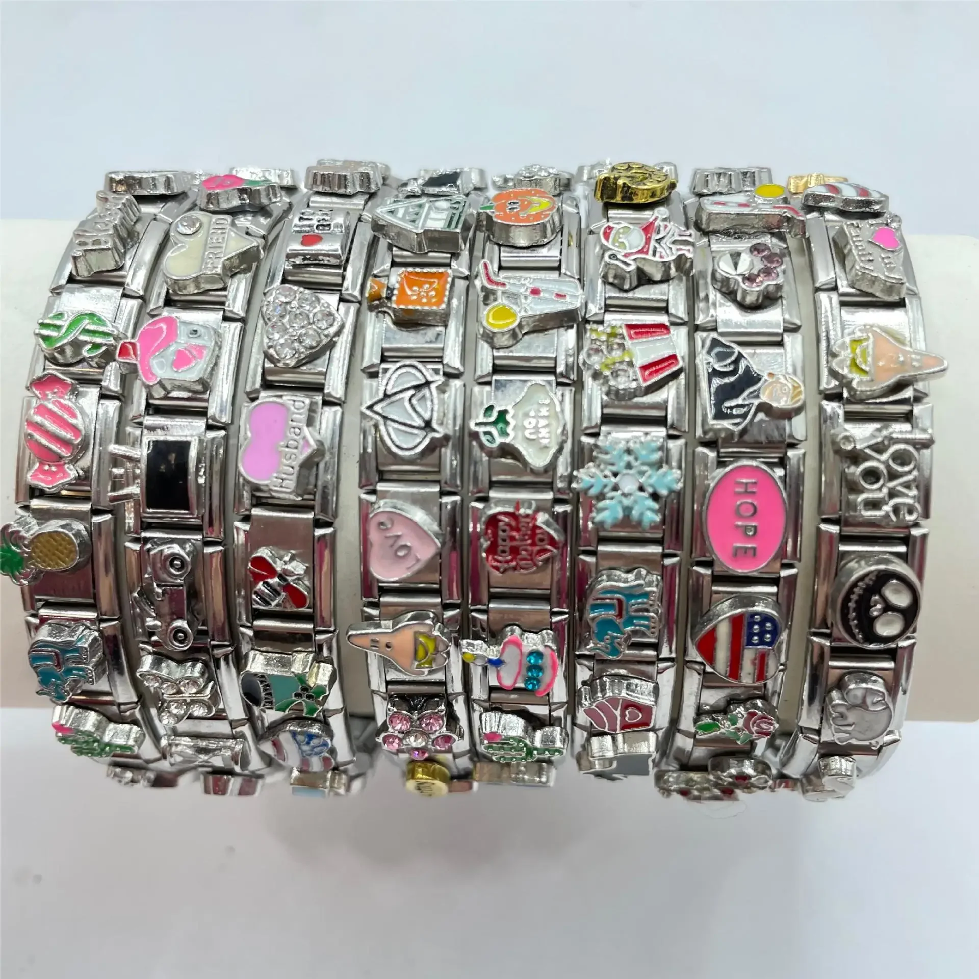 Random Mix Match Module Links Italian Stainless Steel Women Detachable Bracelet Italy Charm Men Hand Chain DIY Blind Box Gift