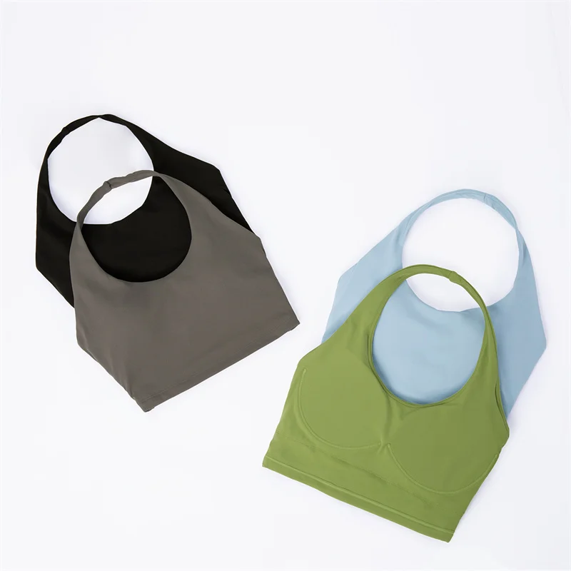 Sports Bra Women Lingerie Womens Bras Sports Underwear Womens Lingerie Gym Top Women Undershirt Solid Color U Shape Women Hanging Neck Sport Bra for Comprehensive Training Halter Underwear Fitness Top Gym Yoga Chest Pad With Pad