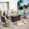 Clearance with 45" Gas Fire Pit Table x 1, 3-seat Sofa x 1, Swivel Chair x 2 for Porch Lawn, Garden Sofas 1