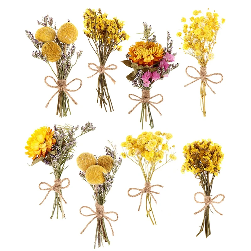 

8 Pcs Mini Dried Bouquet Preserved Flower Home Wedding Wall Garden Photo Frame Postcard Decoration DIY Aroma Material Crafts