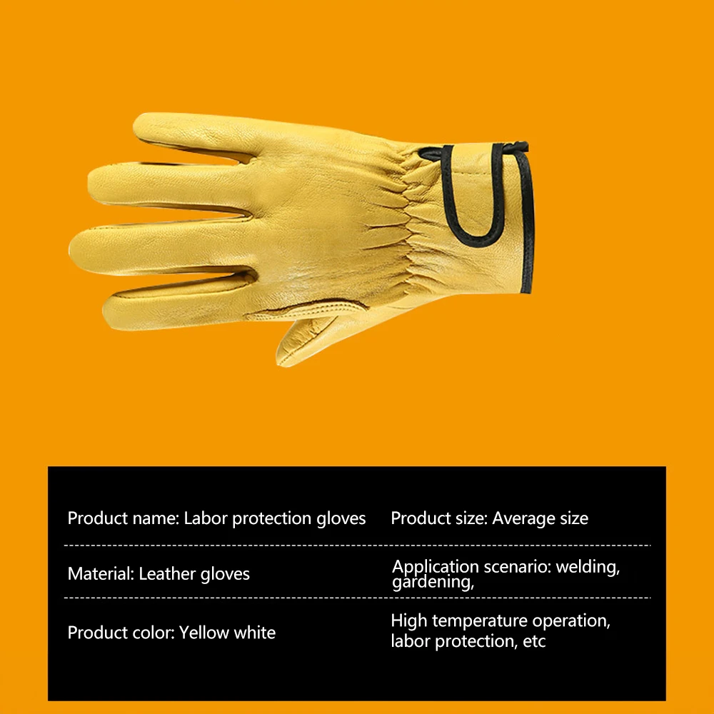 Work gloves sheepskin leather workers work welding safety protection garden sports motorcycle driver wear-resistant gloves 3
