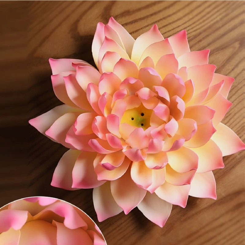 Ceramic Lotus Ornaments Handmade Chinese Lotus Zen Home Ornament Living Room Buddhist Hall Crafts Birthday Gift 0012